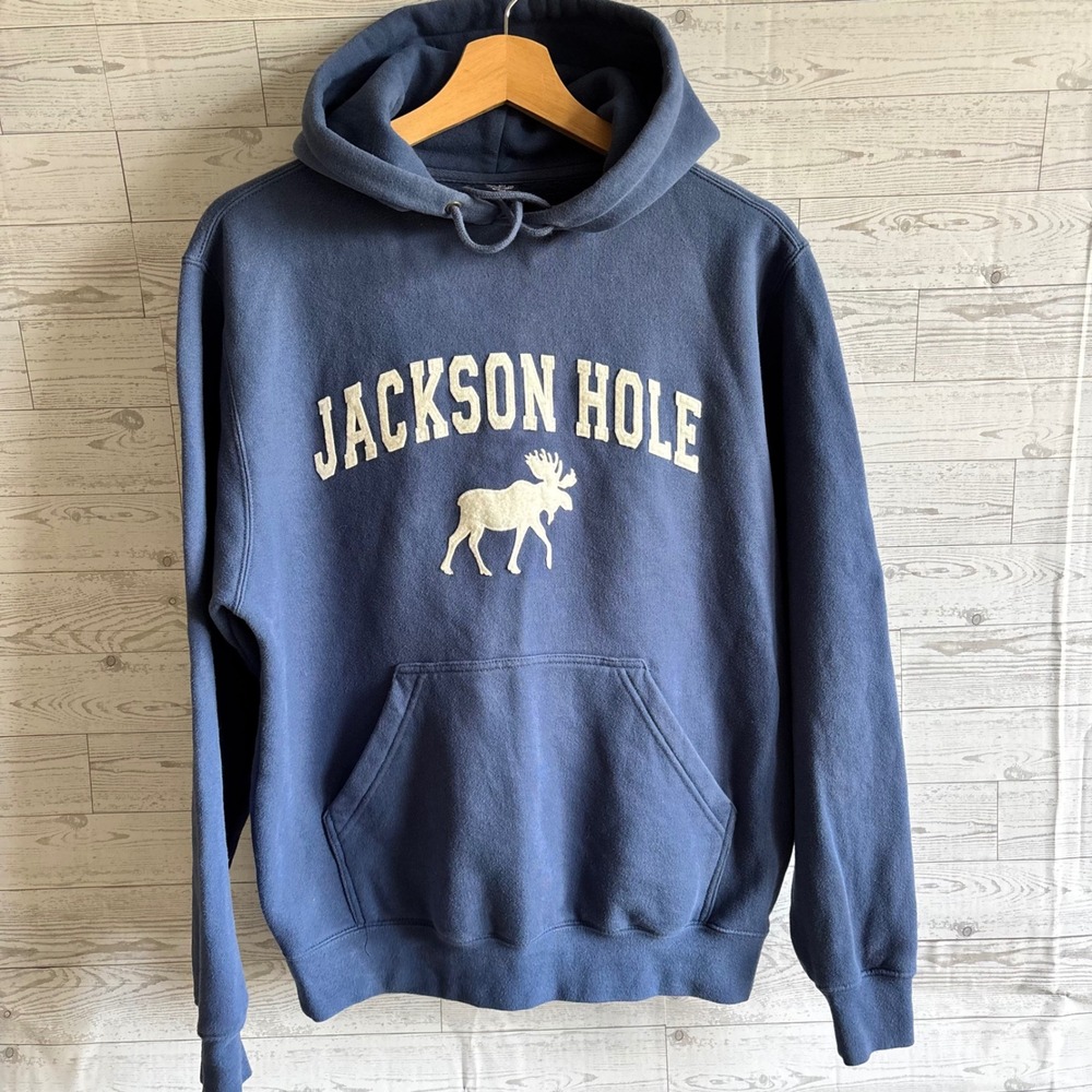 Jackson Hole Wyoming sweatshirt navy ski moose VSCO girl small